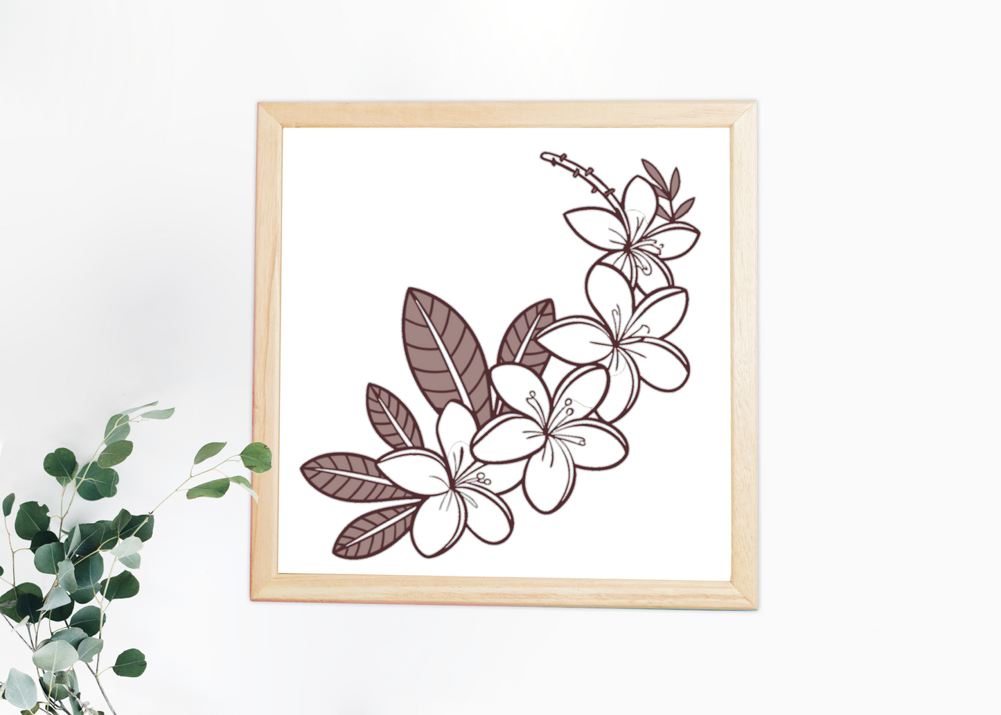 Cadre avec motif floral tropical élégant, parfait pour une ambiance estivale vivante