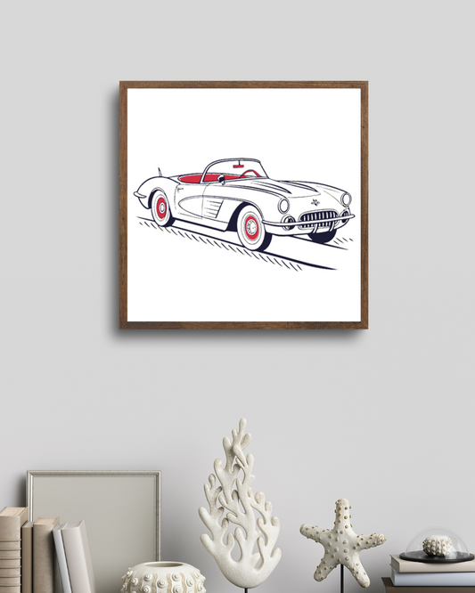 Corvette Classique en Mouvement | Style Vintage SVG | Années 50
