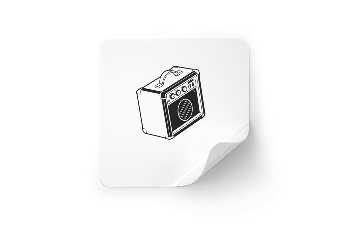 Sticker avec un amplificateur vintage, embellissant votre espace musical avec style