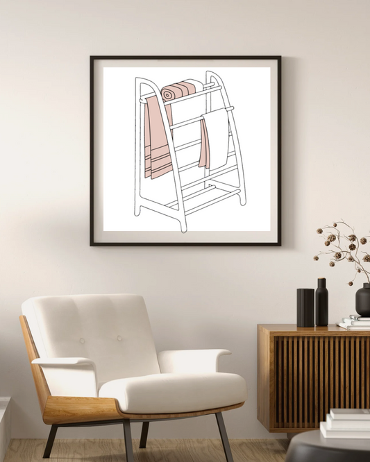 Cadre avec icône minimaliste échelle à serviettes style vectoriel élégant