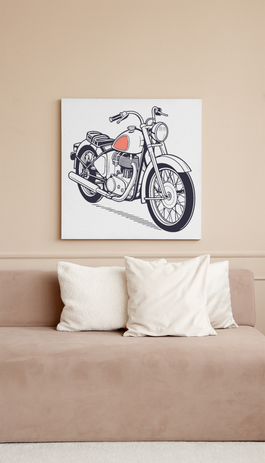 Motif vintage de moto illustrée sur un cadre