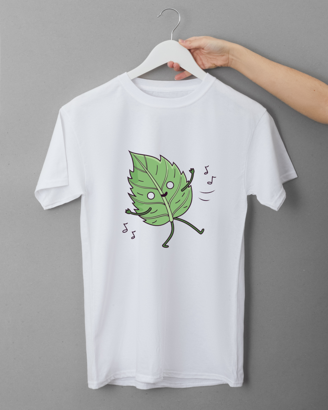 T-shirt estival avec une feuille dansante au design énergique et joyeux