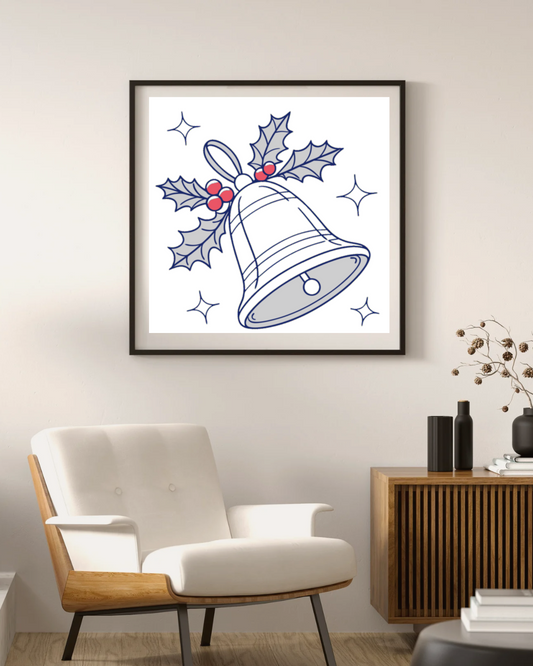 Cadre festif avec cloche Noël scintillante, ajout élégant pour les fêtes