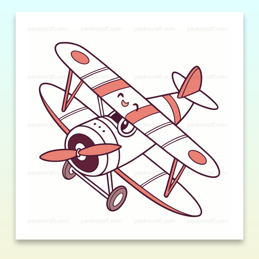 Illustration d'un avion joyeux en vol, parfaite pour projets DIY et déco.