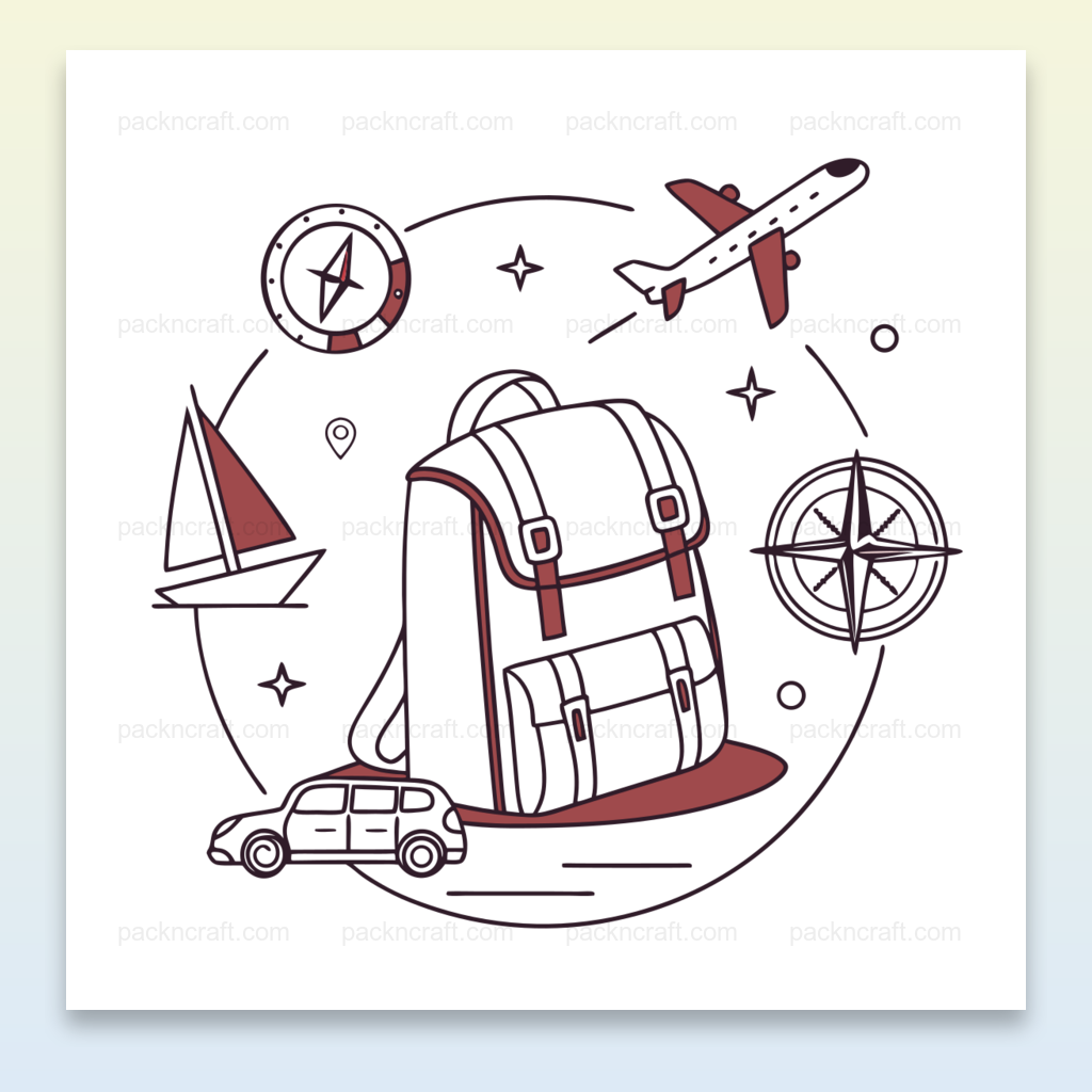 Illustration vectorielle minimaliste de sac à dos, idéal pour projets créatifs et déco.