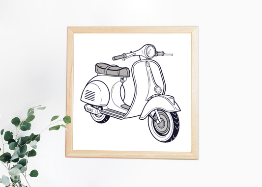 Vespa 1946 en cadre, illustration idéale pour décoration intérieure.