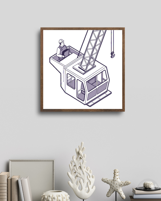 Conducteur de grue concentré | SVG Vintage | Environnement urbain