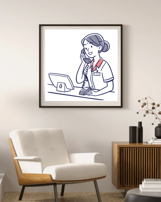 Réceptionniste Accueillante | Design SVG Élégant | Bureau Moderne