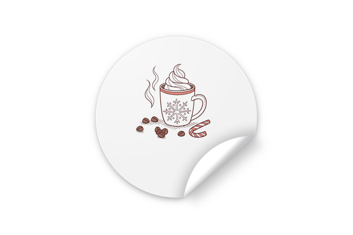 Sticker festif avec un chocolat chaud stylisé parfait pour apporter une touche hivernale