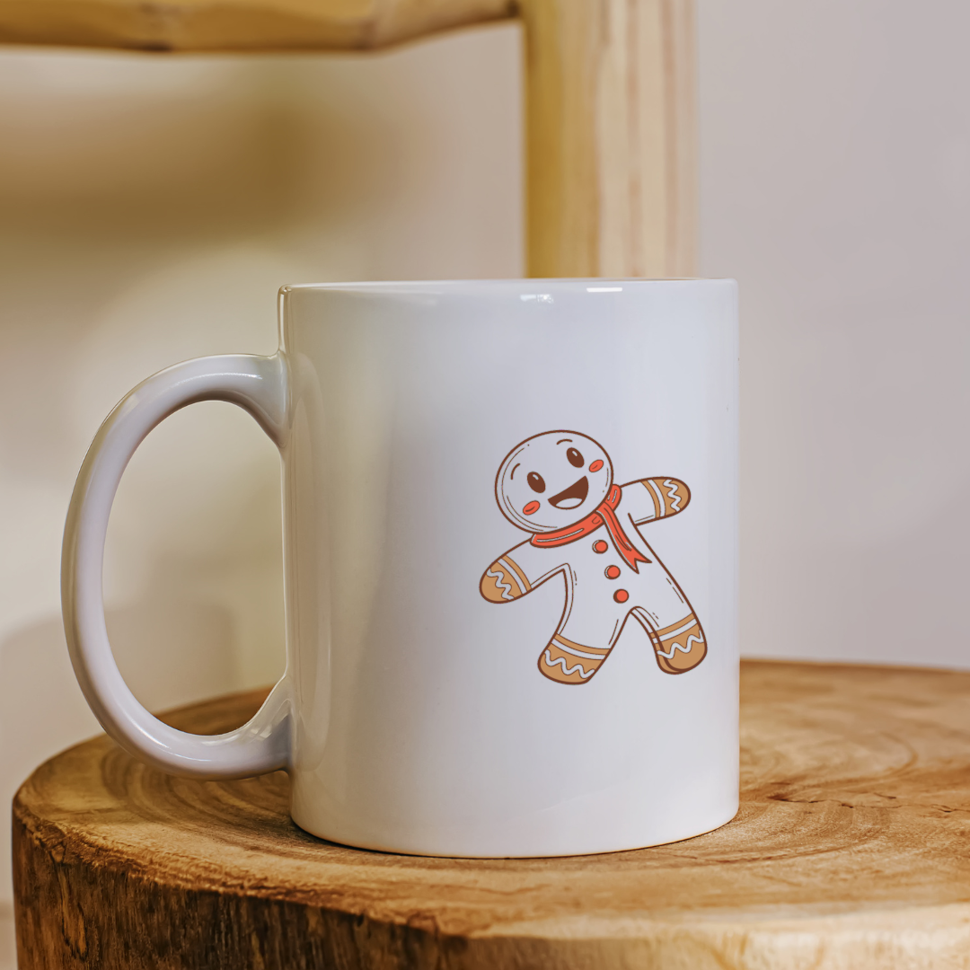 Mug avec motif festif bonhomme pain d'épices joyeux style dessin Noël