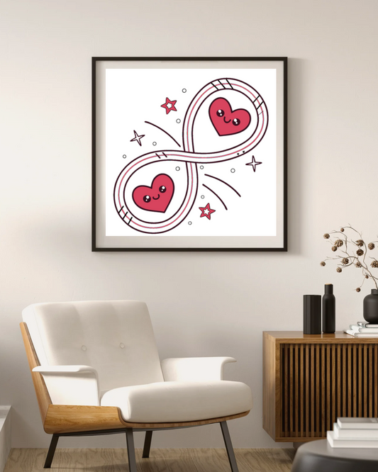 Cadre romantique infinity love, idéal pour la décoration intérieure.
