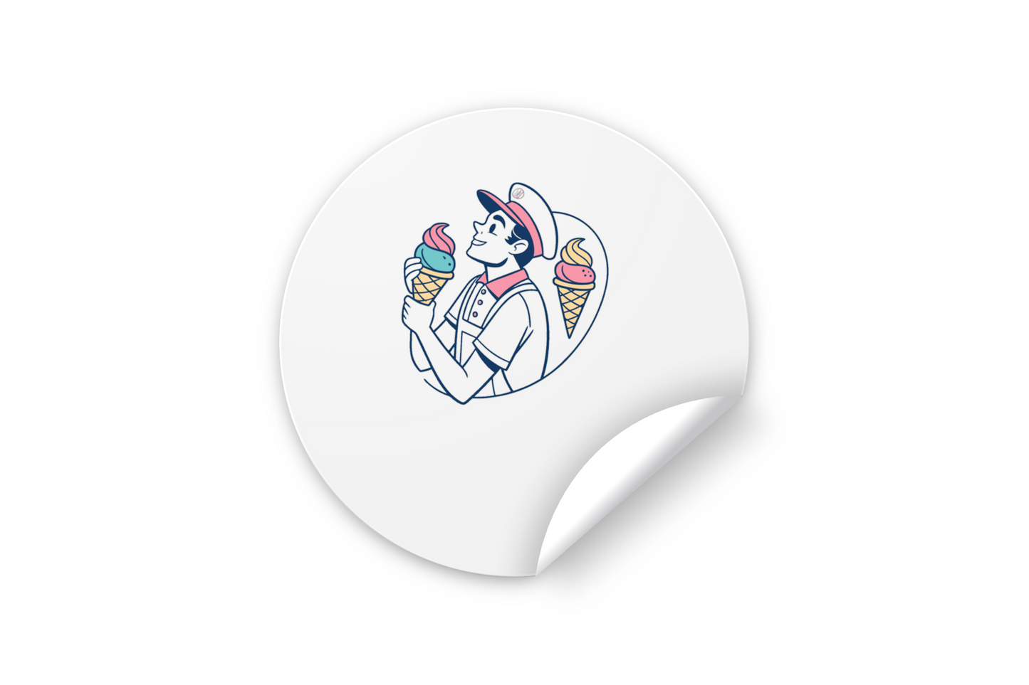 Vendeur de Glaces Heureux | Style Vintage Coloré | Été Illustré