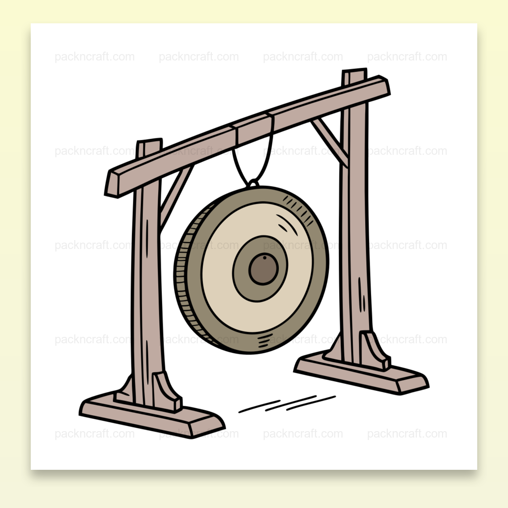 Illustration vectorielle d'un gong résonant, ambiance zen et minimaliste