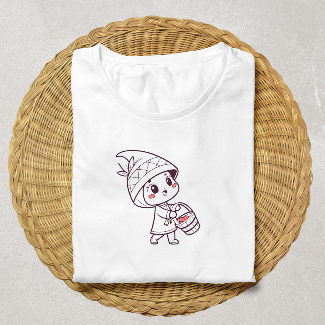 T-shirt avec motif pastel du Petit Chaperon Rouge heureux conte de fées enchanteur