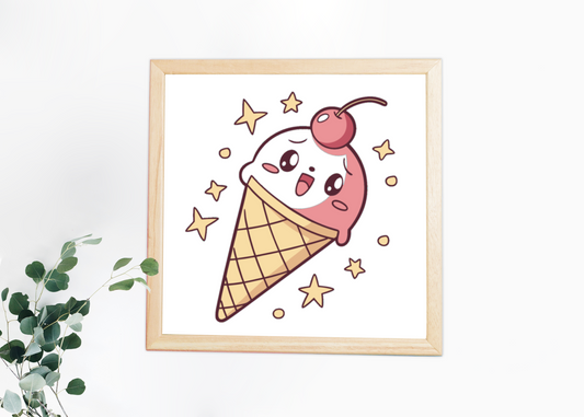 Cadre décoratif avec cornet surprise joyeux dans un thème étoilé vibrant et coloré