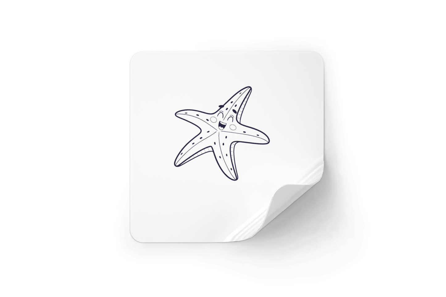 Sticker marine avec étoile de mer minimaliste et joyeuse sur fond marin