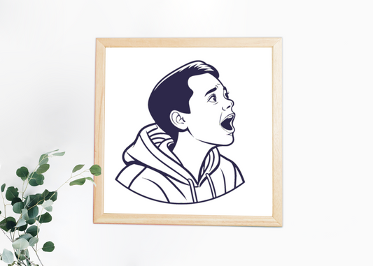 Cadre style dessiné avec garçon émerveillé ajoutant une touche éducative vibrante