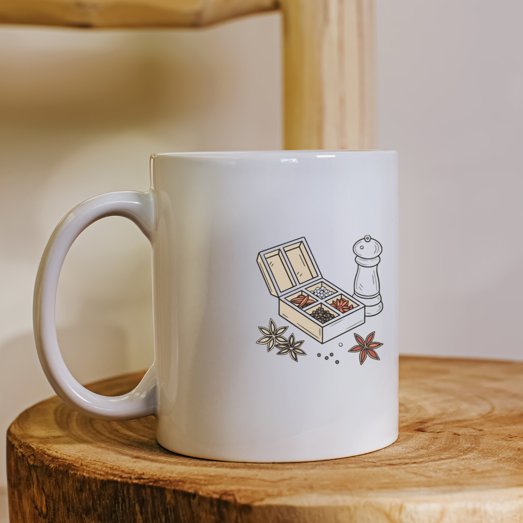 Mug avec design vectoriel élégant orné d'une icône numérique pour cuisine créative