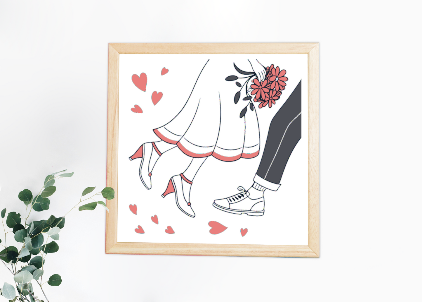 Cadre romantique avec chaussures de mariage raffinées