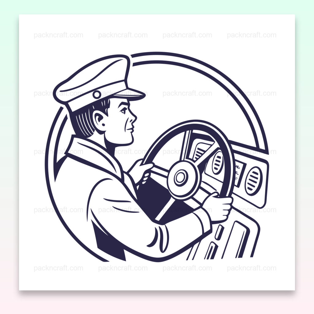 Illustration rétro d'un chauffeur de bus concentré en SVG pour projets DIY, Chauffeur de bus en style rétro, idéal pour encadrements vintage et projets créatifs, Illustration vectorielle de chauffeur de bus sur mug, créant une ambiance rétro, Sticker unique de chauffeur de bus au volant en SVG, parfait pour personnalisation, Design rétro de chauffeur de bus sur t-shirt, ajoutant une touche nostalgique