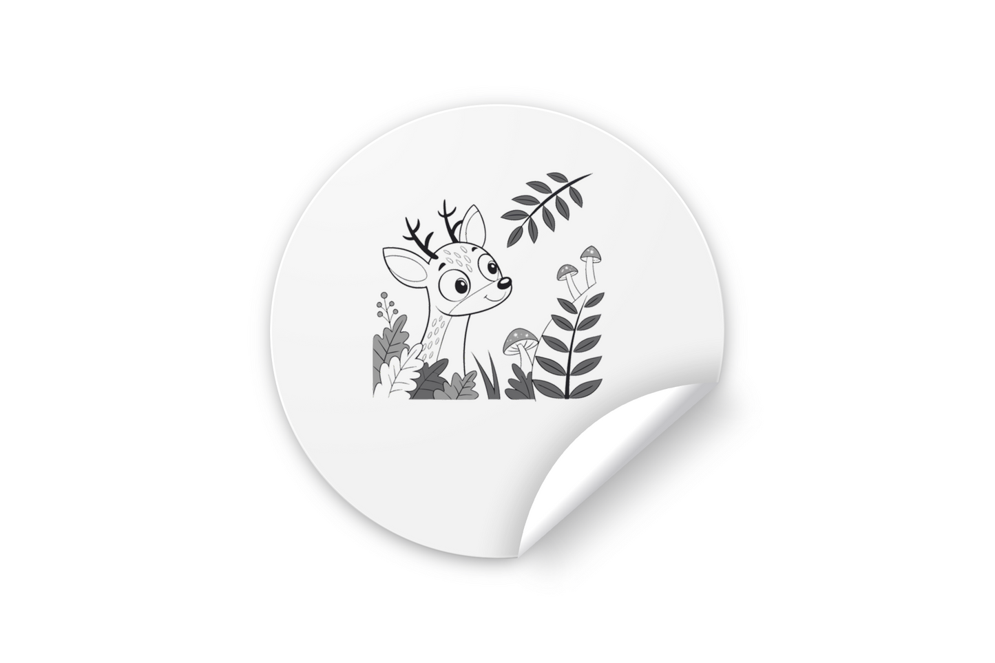 Sticker décoratif avec faon curieux style nature paisible parfait pour un carnet