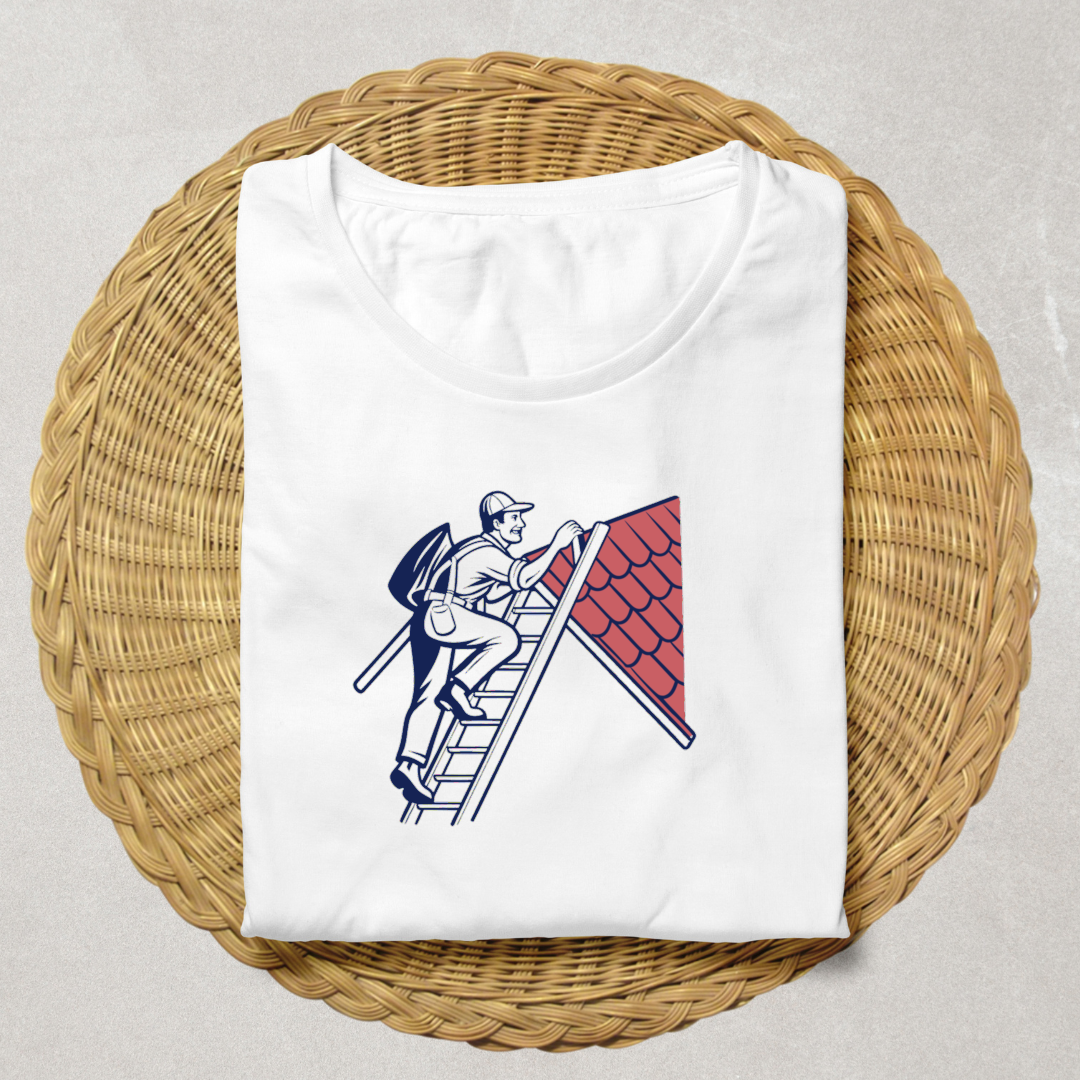 Couvreur montant à l'échelle | Design SVG vintage | Contexte de chantier