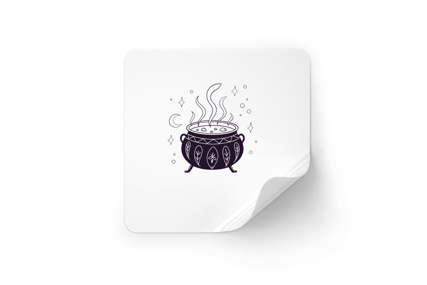 Sticker affichant un chaudron mystique fumant pour une ambiance sorcellerie