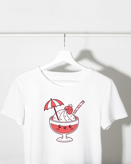 T-shirt joyeux mettant en avant un sundae kawaii amusant et coloré