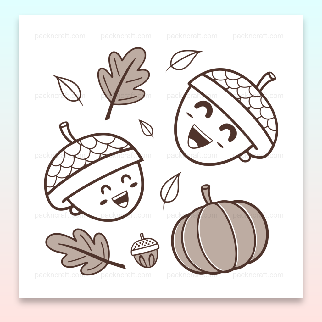 Illustration de glands heureux en style vectoriel pour projets d'automne et DIY