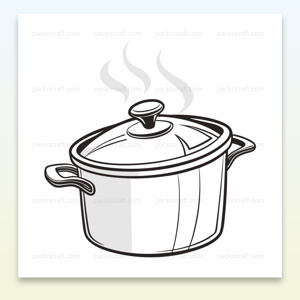 Illustration d'une cocotte fumante en style flat, idéale pour cuisine et déco