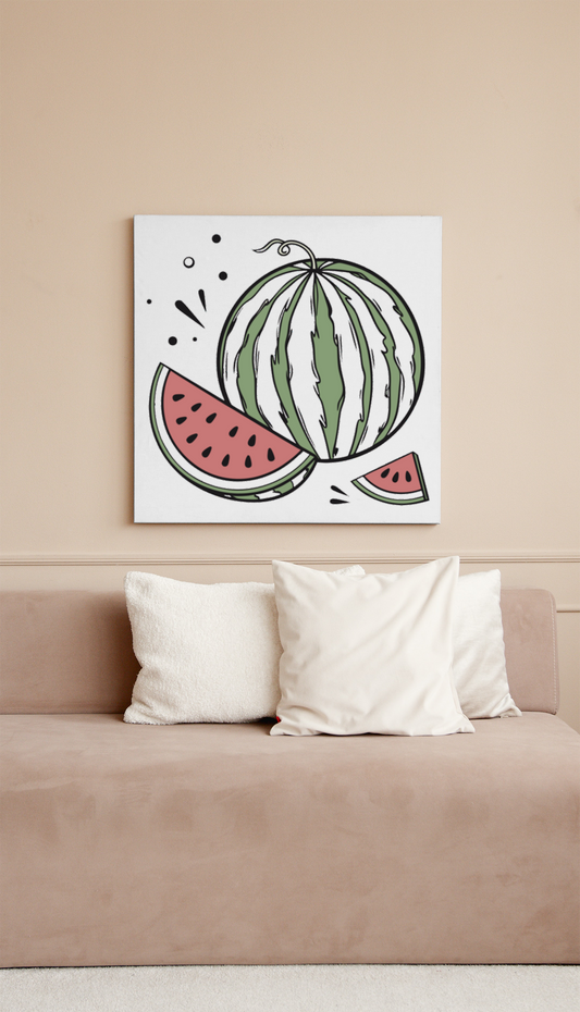 Cadre avec pastèque souriante pour un été plein de fraîcheur et de gaieté