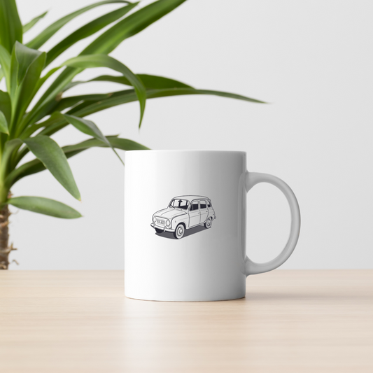 Renault 4L Vintage sur tasse blanche, style rétro intemporel