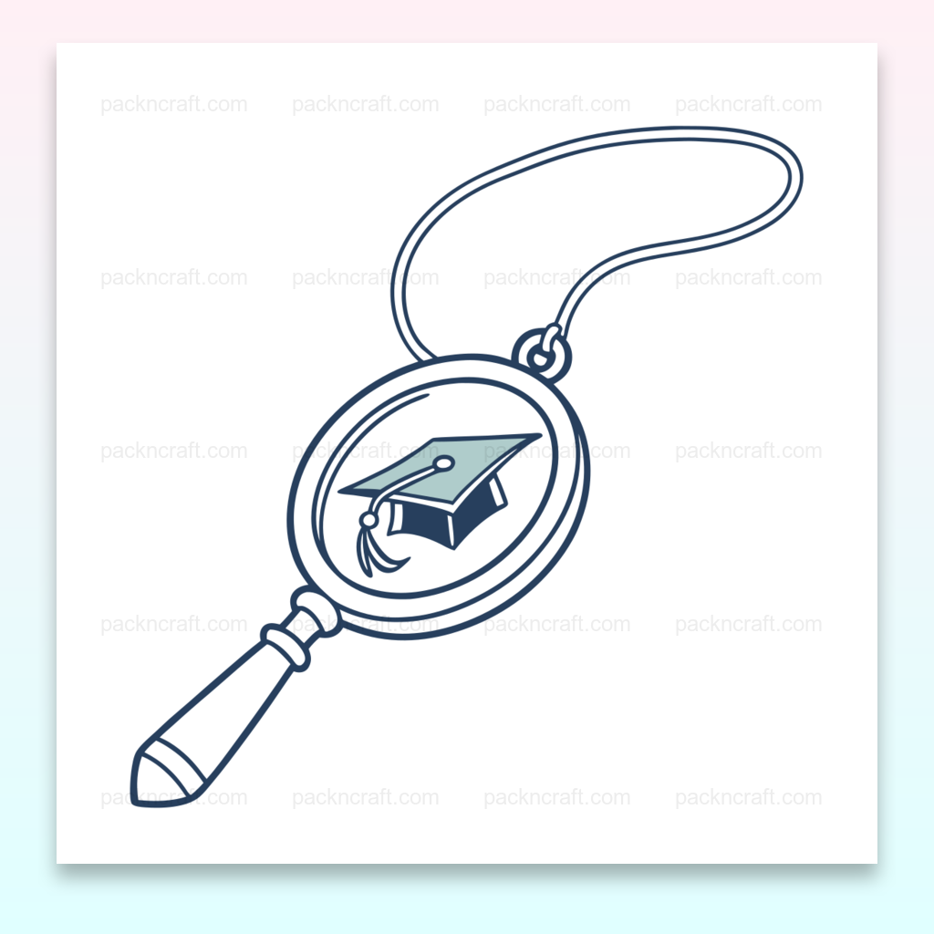 Illustration d'une loupe avec un chapeau de diplôme, parfaite pour l'éducation.