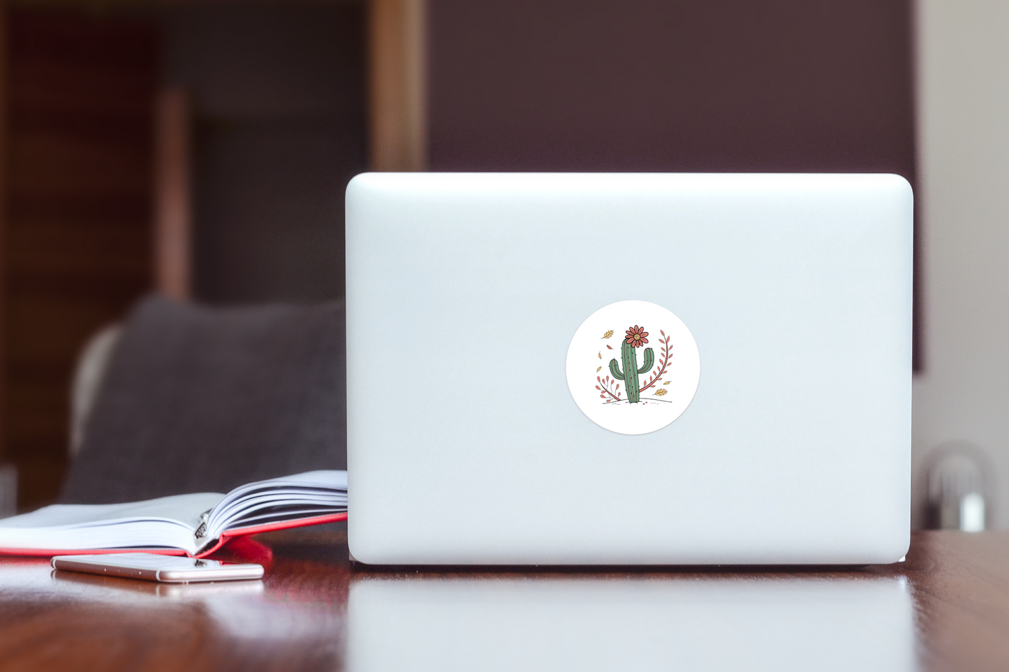 Sticker avec cactus en fleurs automnales, parfait pour les amoureux de la nature