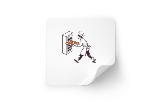 Boulanger sortant des croissants du four, parfait pour cuisine, Illustration cadre boulanger avec cuisson de croissants, Image de boulanger posant des croissants au four, style vintage, Design pour mug avec boulanger et croissants chauds, Illustration sur t-shirt boulanger avec croissants frais