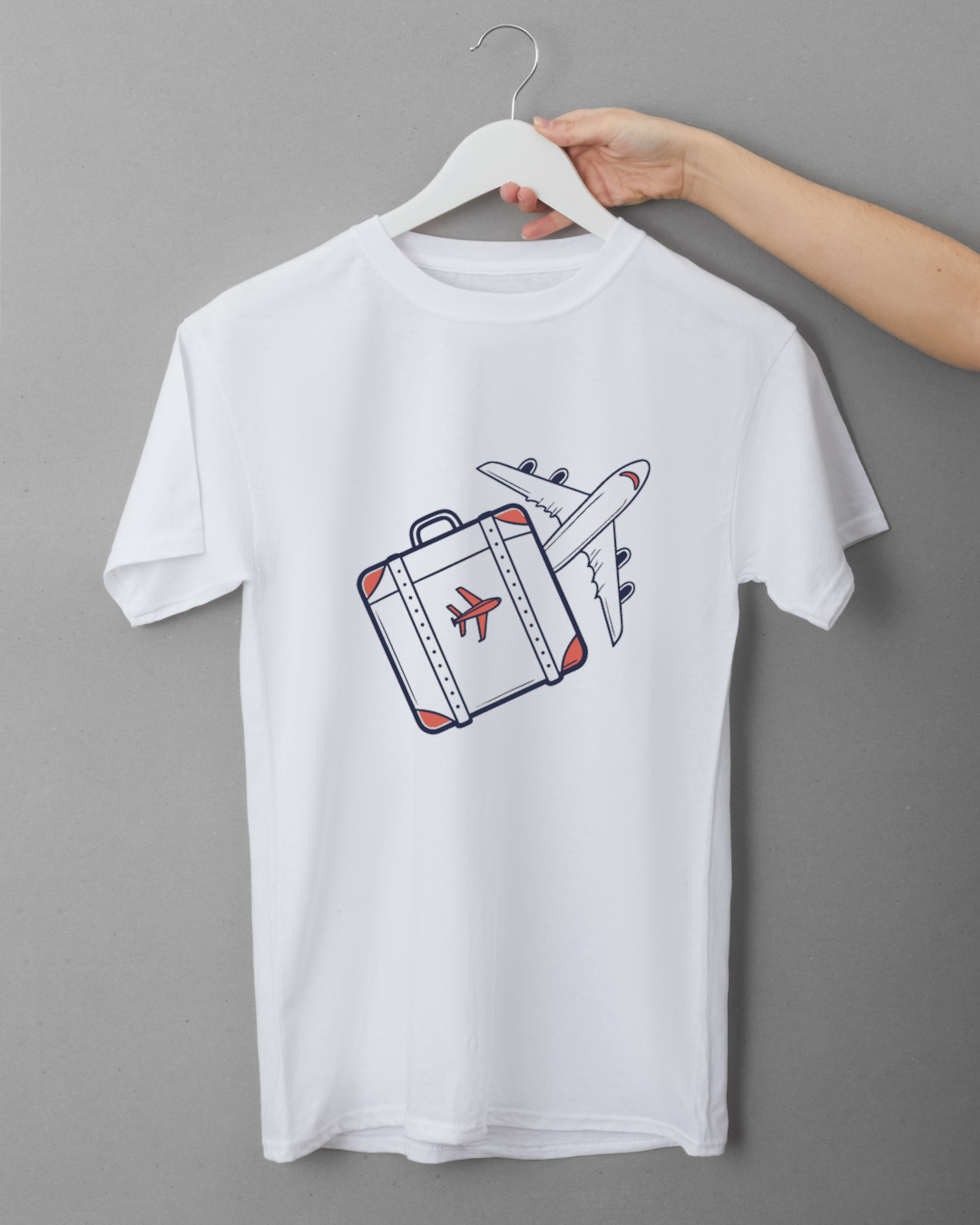 T-shirt affichant une valise aérienne numérique minimaliste pour un look voyageur