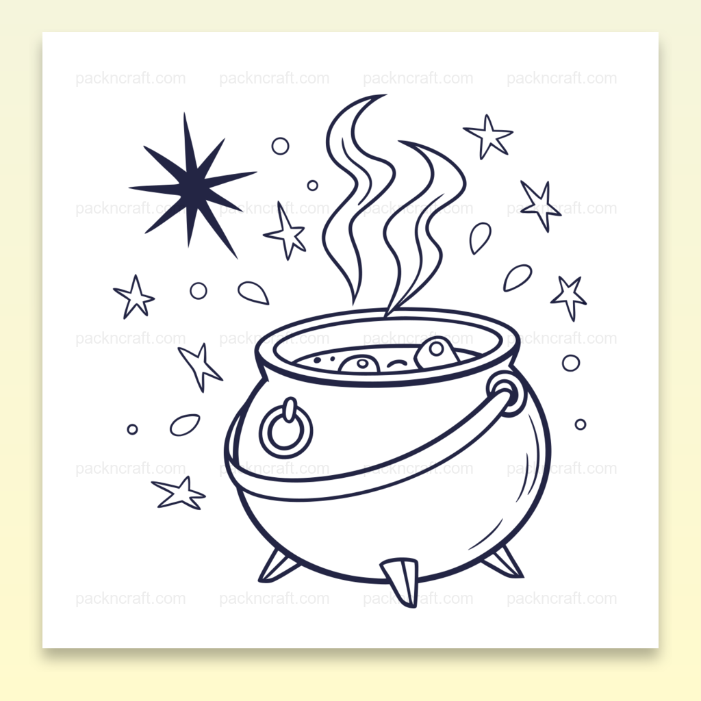 Illustration d'un chaudron magique fumant en SVG pour Halloween, parfait pour DIY et déco.
