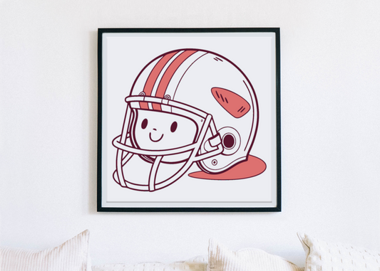 Cadre avec dessin sportif de casque souriant dans un style doodle dynamique