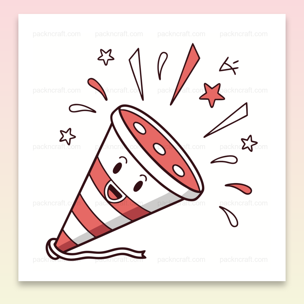 Illustration numérique kawaii de corne de fête idéale pour les anniversaires.