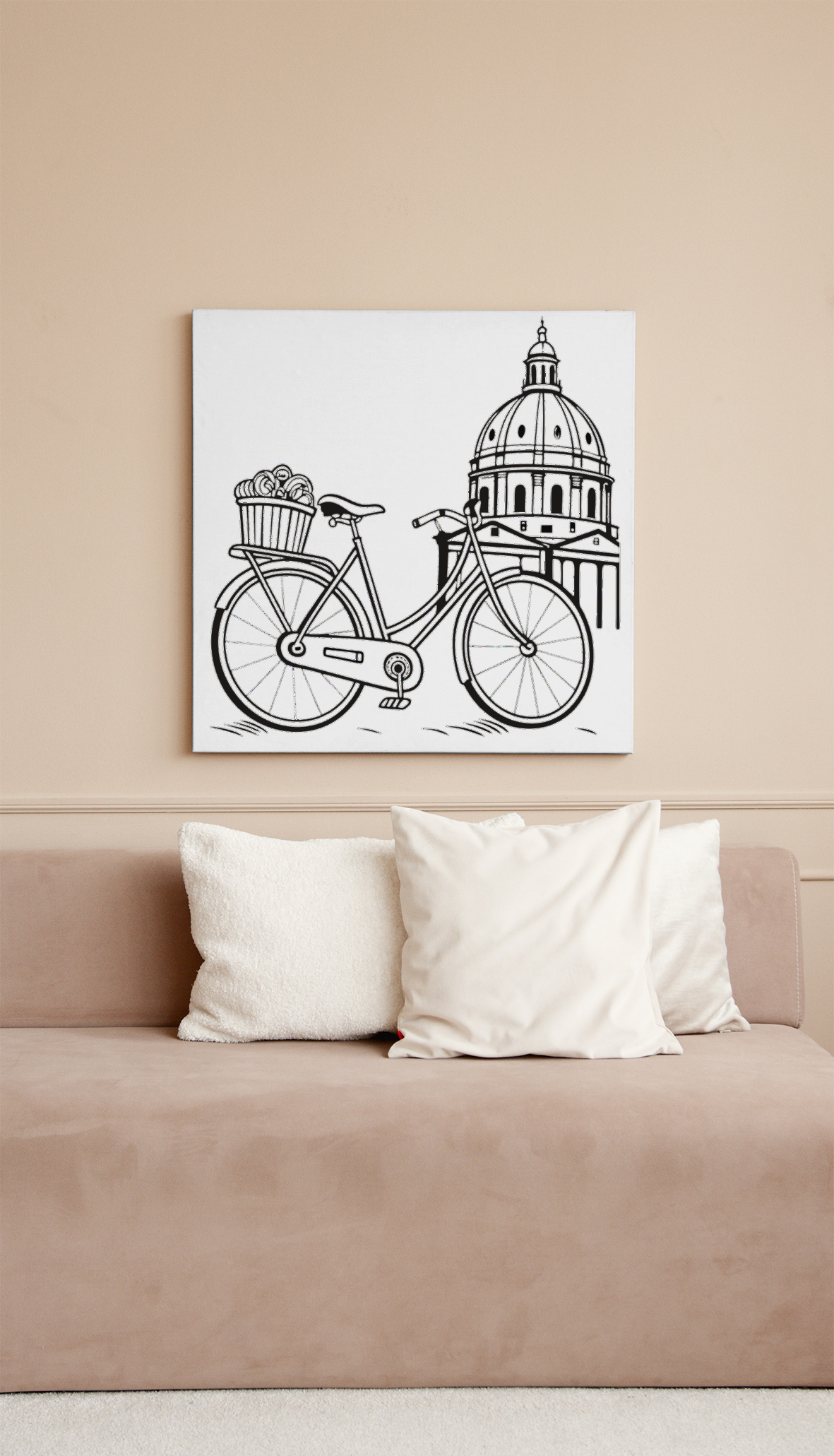 Cadre élégant avec bicyclette vintage, ambiance urbaine et style parisien vintage