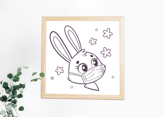 Cadre décoré avec illustration de lapin kawaii