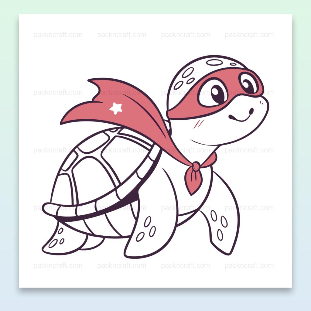 Illustration de tortue héroïque en style cartoon pour projets éducatifs et DIY
