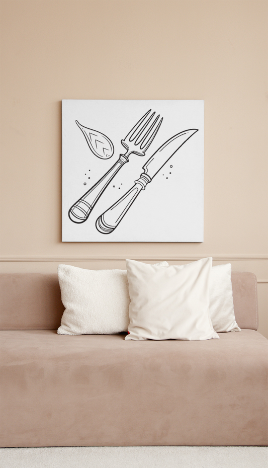 Cadre cuisine avec motif doodle cuillères et fourchettes en arrière-plan élégant