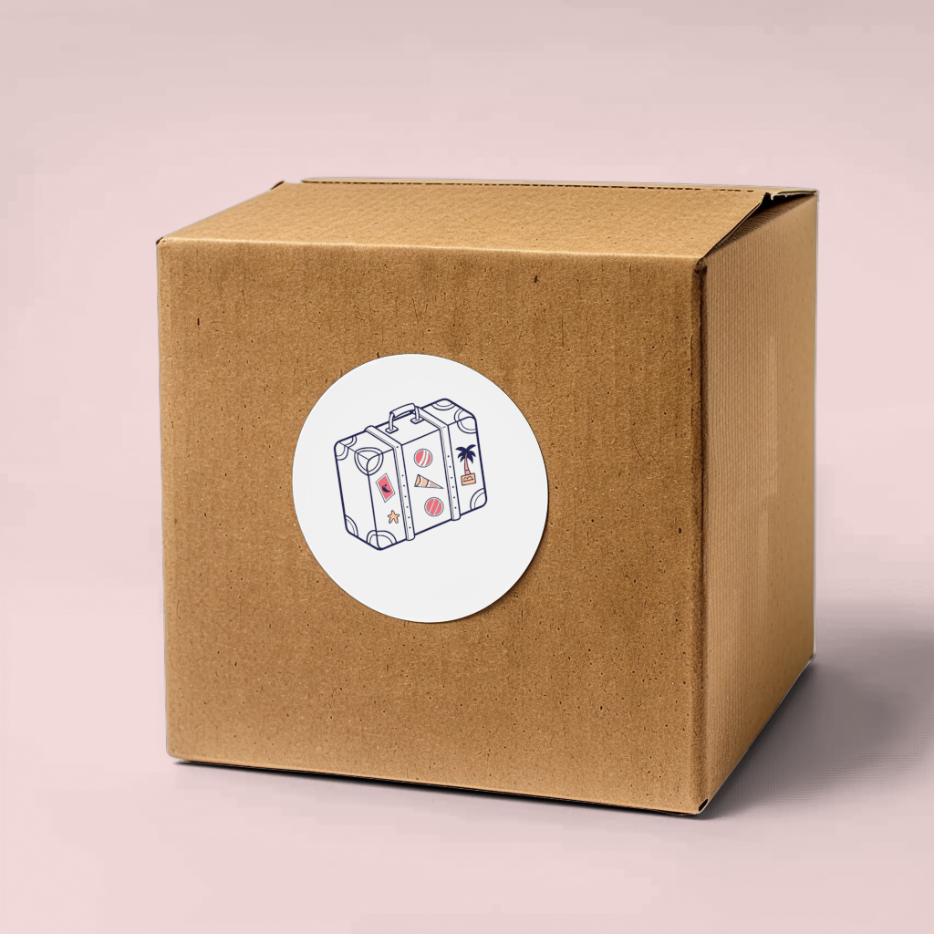 Sticker au design minimaliste présentant une icône évoquant le thème du voyage