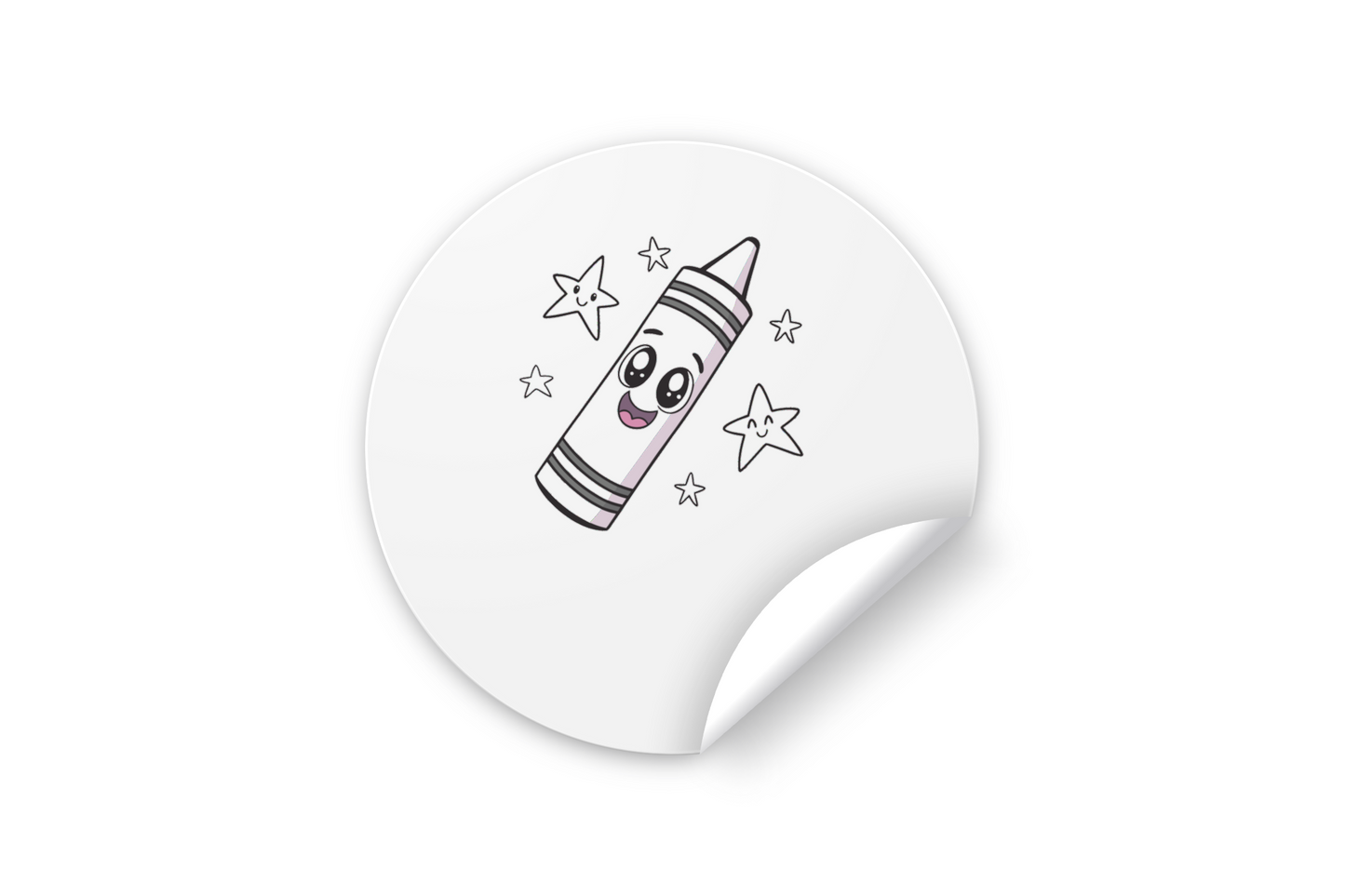 Sticker décoratif Crayon Souriant avec étoiles, style cartoon, ambiance enfantine
