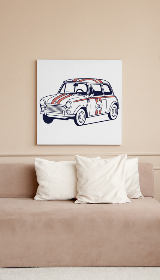 Mini Cooper ancienne encadrée, style d'époque