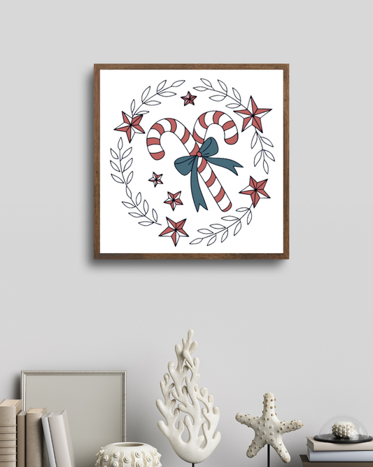 Cadre festif avec icône décorative pastel style Noël pour une ambiance cosy