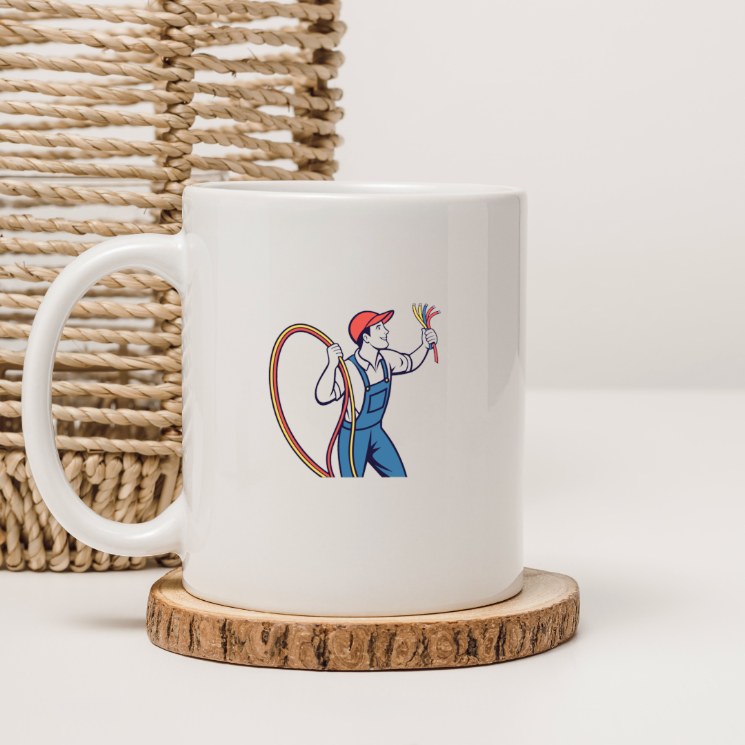 Électricien joyeux avec câbles | Style Vintage SVG | Illustrations DIY