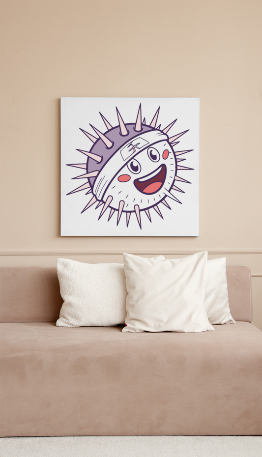 Cadre océanique avec poisson-globe cartoon rayonnant d'une aventure joyeuse