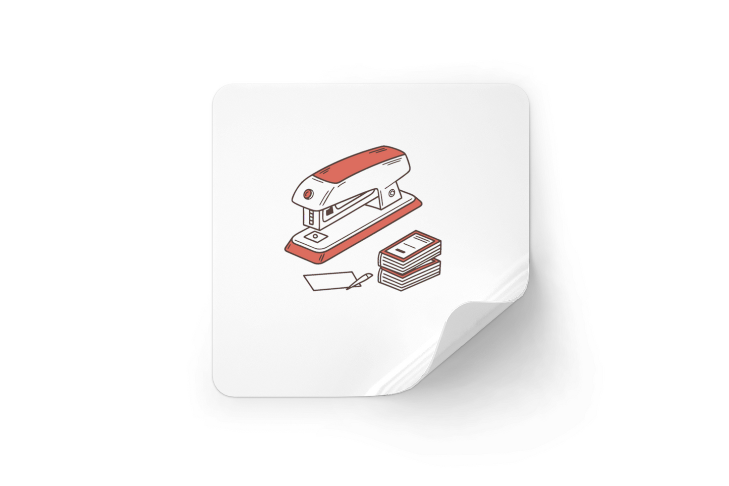 Sticker représentant une agrafeuse rétro animée dans un style Doodle ludique